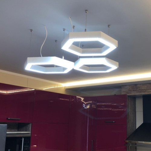 Керований світлодіодний світильник X-LED 120Вт шестикутник чорний (860*745*43) LSNH-120db